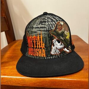 Metal Mulisha Black and Orange Hat with Skull Graphic